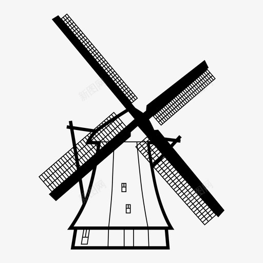 风车风力发电风电场图标svg_新图网 https://ixintu.com 如果不是荷兰的话 建筑 绿色能源 能源发电机 荷兰 螺旋桨 风力发电 风电场 风能 风车