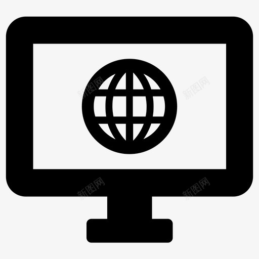 网络连接地球图标svg_新图网 https://ixintu.com 互联网 地球 导航 技术 球形 监视器 网络 连接
