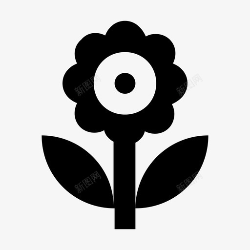 花春植物图标svg_新图网 https://ixintu.com 中心圆 叶 春 植物 自然 自然和生态材料设计图标 花 花瓣 茎 雏菊