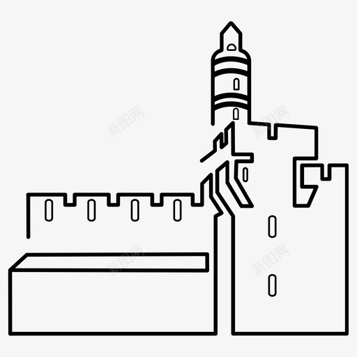 大卫塔联盟旧城图标svg_新图网 https://ixintu.com 以色列 前进 城堡 大卫塔 摩尔 旧城 标记 耶路撒冷地标 联盟 锡安 附加