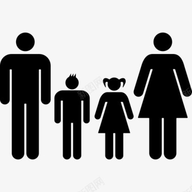 熟悉的四对异性恋夫妇的父亲和母亲带着他们的儿子和女儿在他们中间是人们家庭的偶像图标图标