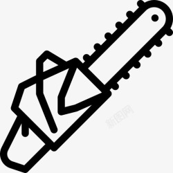 小心建筑危险设备电锯树木工具图标高清图片