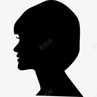女性头部侧视剪影人物发廊图标图标