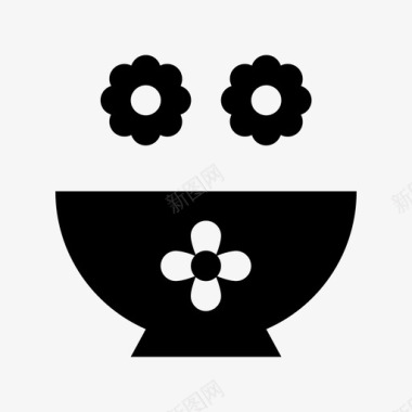 碗中的花朵美容和spa材料标图标图标