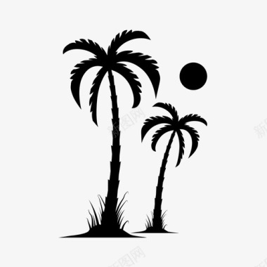 棕榈树树岛图标图标