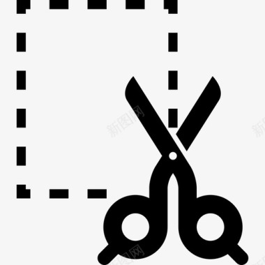 剪刀剪一个长方形的折线界面基本图标图标