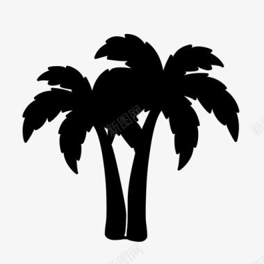 棕榈树热带夏季图标图标