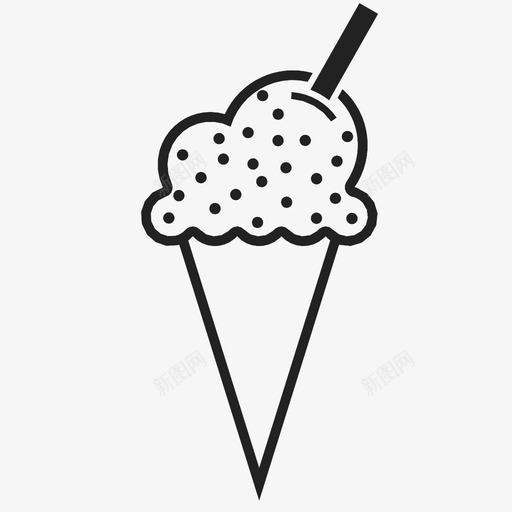 冰淇淋筒圣代夏季图标svg_新图网 https://ixintu.com 冰淇淋筒 冷冻 冷的 华夫饼 圣代 夏季 甜点 软装 食物