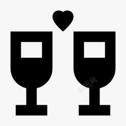 心形葡萄酒葡萄酒情人节两杯图标高清图片