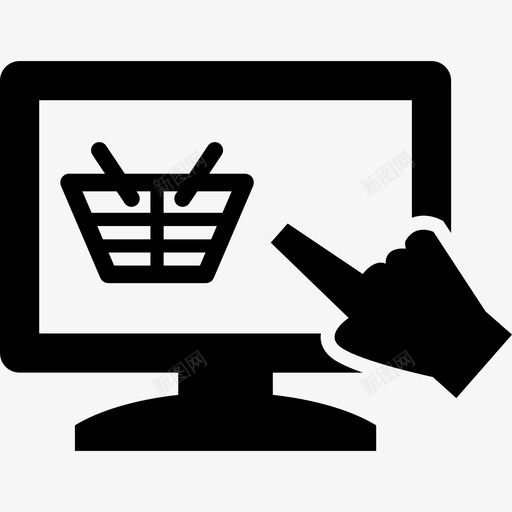 手指着屏幕上的购物篮商业图标svg_新图网 https://ixintu.com 商业 手指着屏幕上的购物篮