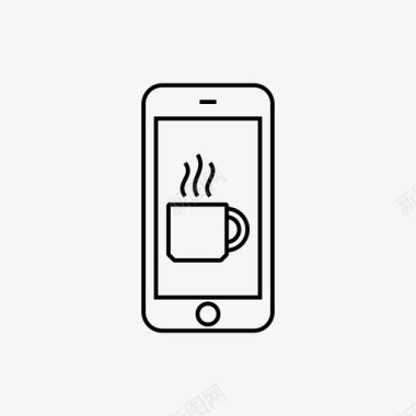 智能手机咖啡开放式热饮料图标图标