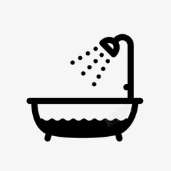 一个浴缸浴缸淋浴标记图标高清图片