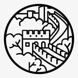 古建筑保护长城安全保护图标高清图片