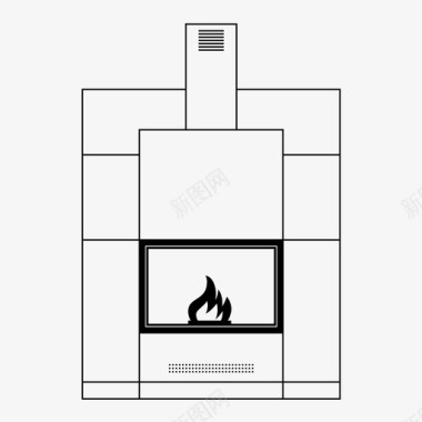 壁炉暖炉室内壁炉图标图标