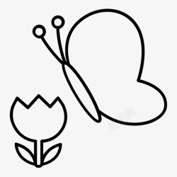 郁金香的轮廓蝴蝶花花园图标高清图片