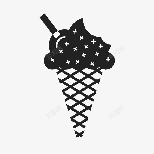 冰淇淋筒标志推迟图标svg_新图网 https://ixintu.com 冰淇淋筒 冷藏 夏季 指示 推迟 标志 标记 添加 甜点 食物