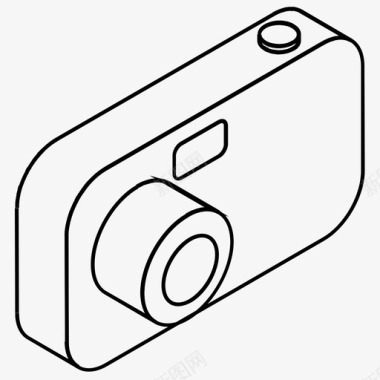 袖珍相机等轴测袖珍相机等距紧凑型图标图标