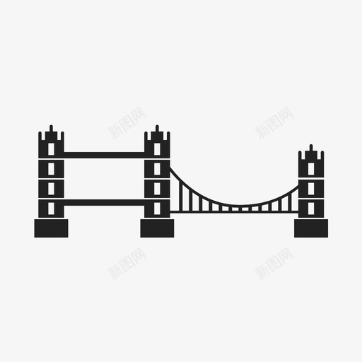 塔桥英国泰晤士河图标svg_新图网 https://ixintu.com 伦敦 塔桥 大厦 水扳手 泰晤士河 结构 英国 连接器