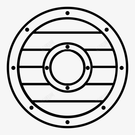 盾牌缓冲防御图标svg_新图网 https://ixintu.com 圆 守卫 屏幕 木制 武器和装甲轮廓 海盗 盾牌 缓冲 防御