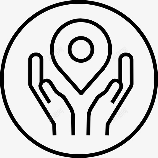 地图标记安全点svg_新图网 https://ixintu.com 位置和定位圆线 区域 地图标记 地点 安全 定位 导航 手 护理 点