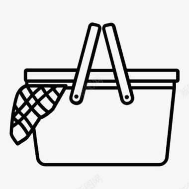 野餐篮套装午餐图标图标