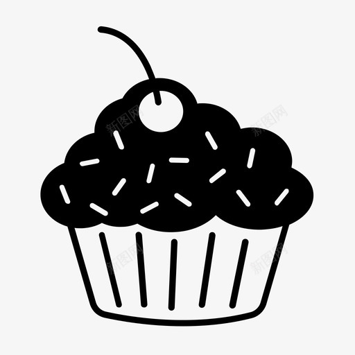 纸杯蛋糕樱桃食物图标svg_新图网 https://ixintu.com 垃圾食品 招待 樱桃 烘焙食品 甜点 糖果 糖霜 纸杯蛋糕 面筋 食物