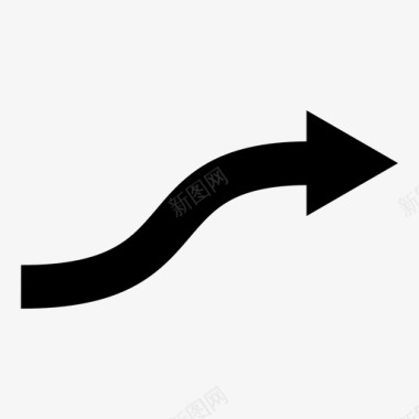 曲线箭头右此方向路线图标图标