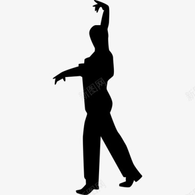男子舞蹈弗拉门戈剪影弗拉门戈舞扁平图标图标
