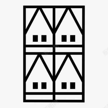 哥本哈根市住宅复式住宅公寓图标图标