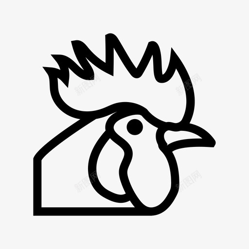 公鸡鸟鸡图标svg_新图网 https://ixintu.com 公鸡 农场 动物和鸟类线图标 家禽 母鸡 鸟 鸡