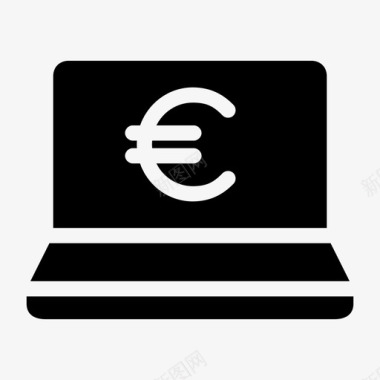 欧元收益在线商店笔记本电脑支付图标图标