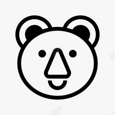 熊动物和鸟线图标图标
