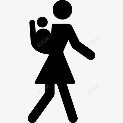 母亲背着孩子散步人们家庭的偶像图标svg_新图网 https://ixintu.com 人们 家庭的偶像 母亲背着孩子散步
