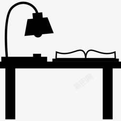 桌上的灯书桌上的灯和书用于学习教育图标高清图片