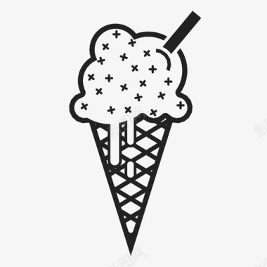 冰淇淋筒夏天标记图标图标