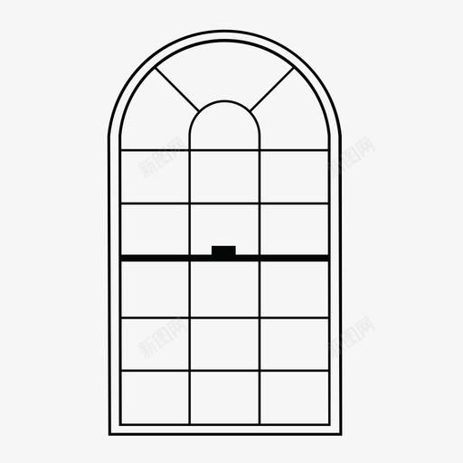 窗窗格椭圆形图标svg_新图网 https://ixintu.com 保留 半圆形 外部 已售 建筑 无 椭圆形 窗 窗格 粗体 金色 门窗