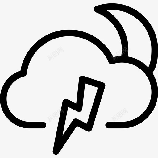 夜风暴雷声雨图标svg_新图网 https://ixintu.com 云 坏天气 夜风暴 天气线图标 闪电 雨 雷声 预报