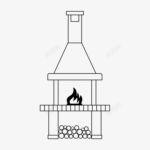 壁炉烟囱火图标svg_新图网 https://ixintu.com 内部壁炉 壁炉 火 炉边 烟囱
