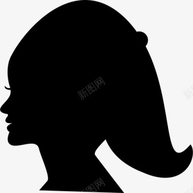 女性头发剪影短发人发廊图标图标
