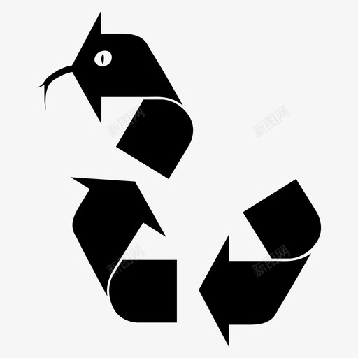 回收蛇再次使用再利用图标svg_新图网 https://ixintu.com 再利用 再次使用 危险 回收蛇 爬行动物 环保 绿色 重新制作 错误
