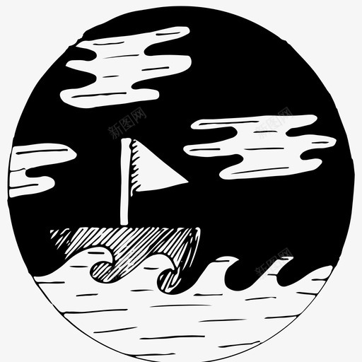 海洋风景帆船图标svg_新图网 https://ixintu.com 令人窒息 帆船 干燥 手工绘制 水 派 海洋 美味 蛋糕 风景