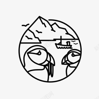 冰岛旅游海雀图标图标
