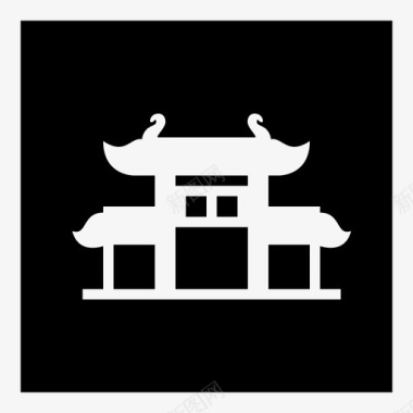 唐人街寺庙标牌图标图标