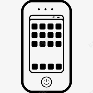 屏幕上有按钮的电话工具和用具电话组图标图标