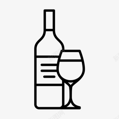 酒瓶和玻璃杯信号标记图标图标