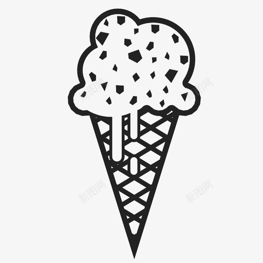 冰淇淋筒甜的夏天的图标svg_新图网 https://ixintu.com 冰淇淋筒 冷冻的 冷的 夏天的 巧克力片 热的 甜点 甜的 融化的 食物 香草