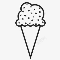 华夫饼雪冰淇淋筒甜的夏天图标高清图片