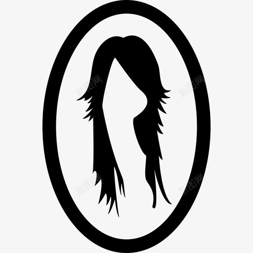 椭圆形镜子中的女性头发形象工具和用具发廊图标svg_新图网 https://ixintu.com 发廊 工具和用具 椭圆形镜子中的女性头发形象