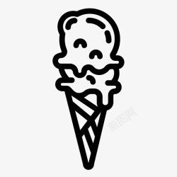 圆锥筒冰淇淋筒糖果糖图标高清图片