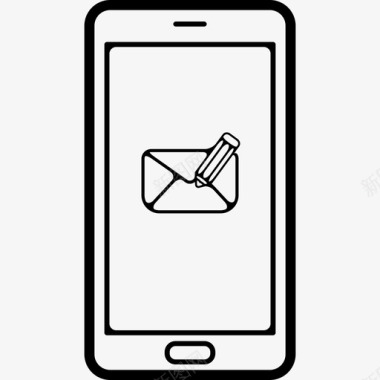 在手机屏幕工具和用具手机套上写电子邮件符号图标图标